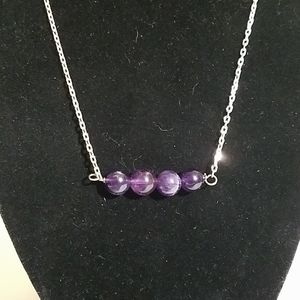 Amethyst beads on a 925 chain necklace 3b8